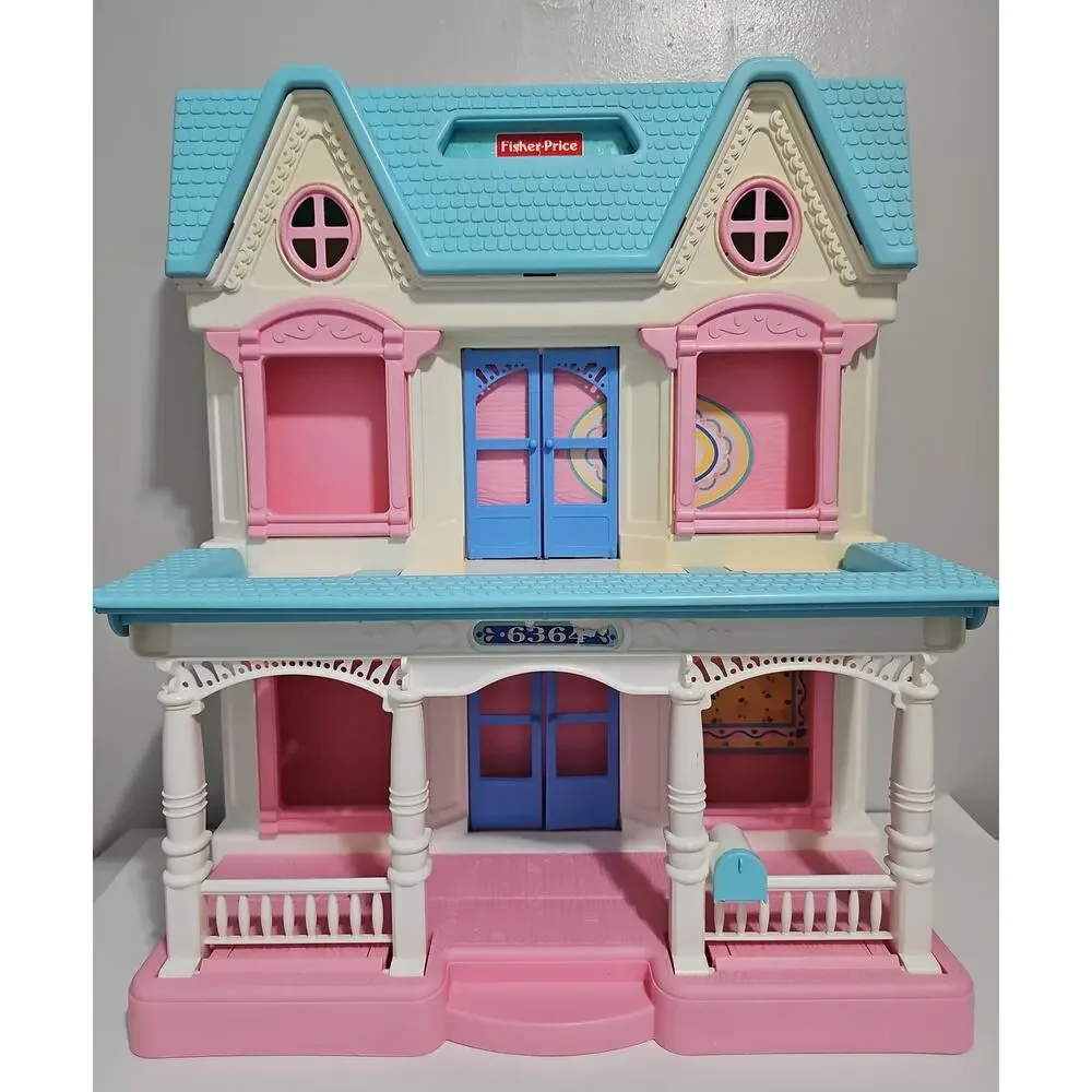 Vintage Fisher Price 90s Loving Family Doll House Furniture Pool Van Dog Cat
